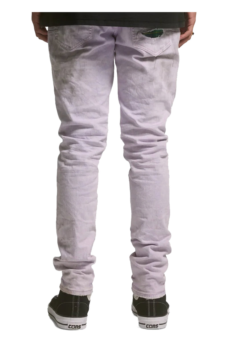 Purple Brand Jeans White Heavy Repair With Plaid Patch P001
