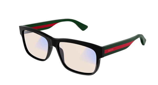 Gucci Black Green Rectangular Sunglasses GG0340S-011