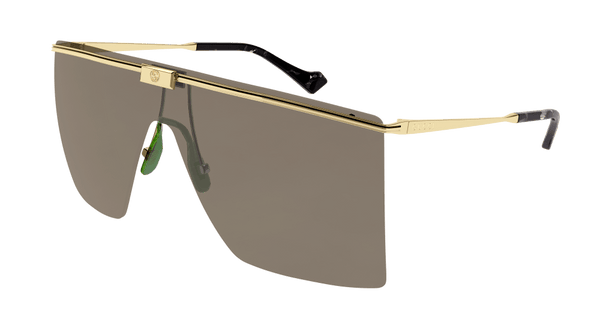 Gucci Gold Brown Rectangular Sunglasses GG1096S-002
