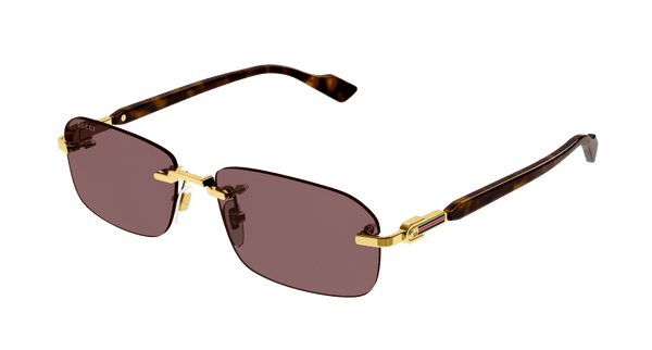 Gucci Rectangular Gold Havana Sunglasses GG1221S-002