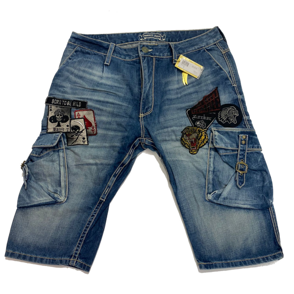 Robin's Jeans Shorts Patches Lexton Light Blue D5716-A